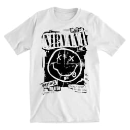 Nirvana Punk Rock Oversized American Street Style Graffiti Smiling Face White T-shirt