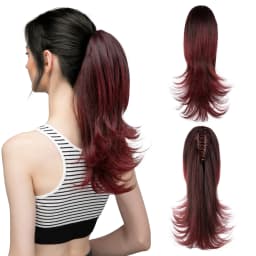 Synthetic Claw Clip In Ponytail Hair Extensions 14 Inch Wavy Hairpiece Fake Blonde Black Hair False Pigtail With Elastic Band