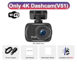 Dash Cam 4K UHD Recording Car Camera DVR Night Vision Video Recorder GPS Wi-Fi Support Dual Lens 4K Rear View Camera