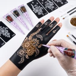Pattern Tattoo Stencils for Women Hollow Henna Flower Tattoo Stencils for Hand Fingers Reusable Tattoo Templates Tattoo Tools