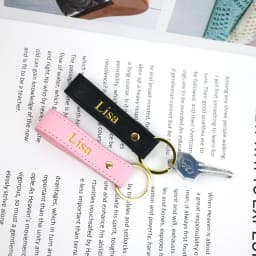 Custom Name Solid Color Safayano Pattern PU Leather Family Key Chain Christmas Birthday Gift Car Key Chain