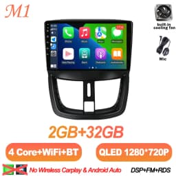 Android 16 7/9 Inch For Peugeot 206+ 207 207CC 2006 - 2015 Stereo Head Unit 2K QLED GPS Navigation Touch Screen 5G RDS 8 Core