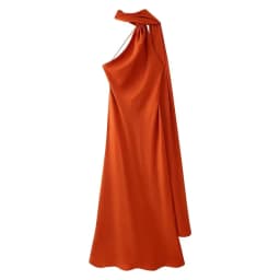 Elegant Long Silk Satin Dress Neck Hanging Pure Color Slim Fit Women's Summer New Fashion Dress City Commuting Casual Wedding