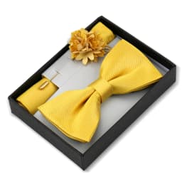 Bowtie Man Flower Brooch Set With Box Pocket Square Butterfly Lapel Pin Bow Tie Set For Men Wedding Suit Accessories Gift Cravat