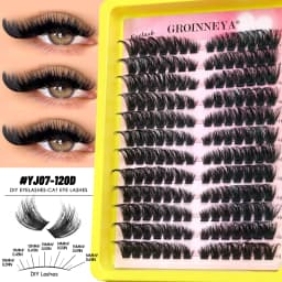 GROINNEYA Lashes Clusters Fluffy Volume Lash Clusters Bottom Lashes Wispy Eyelashes DIY Lash Extension Individual Lashes