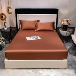 1000TC Premium Egyptian Cotton Fitted Sheet Elastic Bed Sheet, Solid Plain Long Staple Natural Cotton Bed Sheet Pillowcases