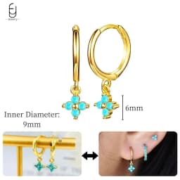 925 Sterling Silver Needle Exquisite Turquoise Silver Earrings for Women Blue Crystal Geometry Pendant Earrings Luxury Jewelry