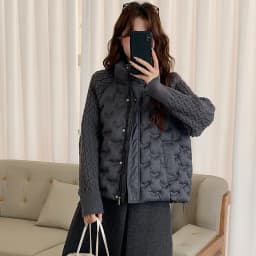 Korean Cable Knit Sleeve Spliced Padded Jacket 2026 Winter Stand Collar Warm Puffer Jacket Women All Match Casual Quilted Parkas