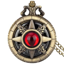 Y2K Cartoon Anime Round Pointer Quartz Watch Vintage Rhinestone Cosplay Necklace Chain Watch For Women Men Collector Gift