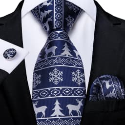 Blue Green Christmas Men tie Set with Handkerchief Cufflinks Wedding Prom Groom Accessories Perfect Gift for Men