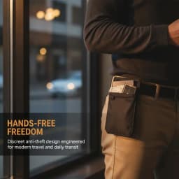 2026 Black Slim Belt Wallet Zero Bulk Anti Theft Belt Clip Hook And Loop Hidden Compartment
