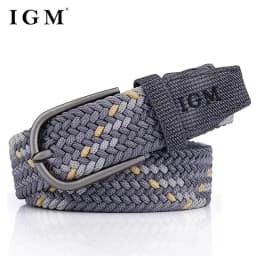 Men Belt Canvas Woven Belt Any-elastic Stretch Belt For Boys Young Versatile Pants Jeans Pin-buttoned Fashion Belt