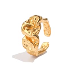 E.B.belle In Abstract Artistic Irregular Design Open Size Index Gold Plated Rings For Women Tarnish Free Stainless Steel Jewelry