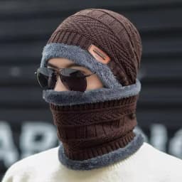 3Pcs Winter Beanie Hat Scarf Gloves Set Fleece Lined Knit Thermal Warm Touch Screen Unisex Windproof Cold Weather Outdoor Set