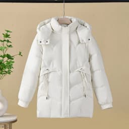 Korean Trend Women's Solid Color Long-sleeved Versatile Zipper Jacket Winter New Holiday Hooded Loose Warm Thickened Coat