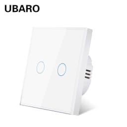 UBARO EU/UK Standard Crystal Tempered Glass Wall Panel Light Touch Switch Led Indicator Sensor Electrical Button 1/2/3Gang 220V