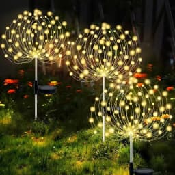 Solar Firework Stake Lights 60-420LED Lamps 8 Modes Waterproof IP54 Rating Warm White White Colorful Yard Patio Holiday Decor