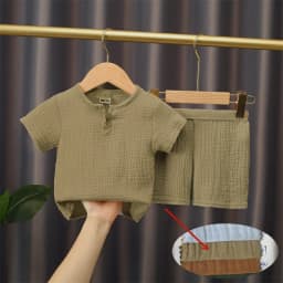 0-5Y Baby Summer Sets Solid Cotton Linen T-shirts+Elasctic Shorts Kids Clothes Casual Clothing Sets for Children Outfit Set