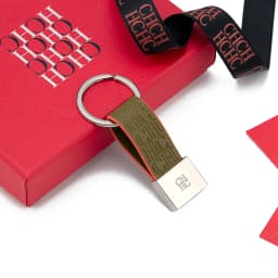 CH Embossed Monogram Leather Keychain Gold Plated Key Ring Luxury Stylish Key Holder Gift Daily Use Fashion Accessory Trendy