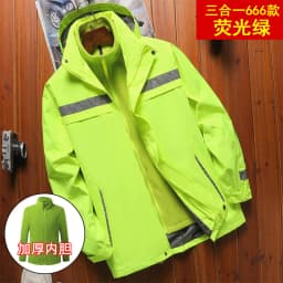 Thickened Fleece Lined Cotton Jacket for Men Workwear Safety Coat Winter Cold Resistant Reflective Printed Logo Casual Loose Fit