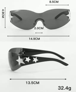 1PC Large Frame Women Multicolor Y2K Glasses Star Glasses Bohemian Style Suitable For Parties And Trips Summer Party