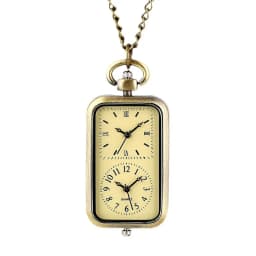 Retro Bronze Steampunk Dual Face Dual Movement Quartz Pocket Watch Necklace Clock Men's And Women's Gifts
