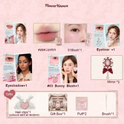 Flower Knows Strawberry Cupid Box Collection Make Up Sets Cosmetics Full Set Palette Pressed Powder Blush Lipstick Gift Box