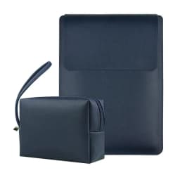 Business Office Commuting Personalized Laptop Pouch Luxury PU Leather Protective Laptop Sleeve With Stand Charger Storage Bag