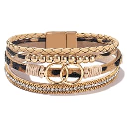 Leather Wrap Bracelet for Women, Boho Western Layered Cuff Jewelry | Stackable , Pairs with Boho Western Outfits, Gift for Women