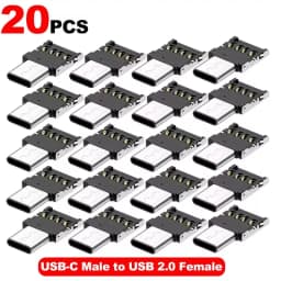 1-20Pcs USB-C Male to USB 2.0 Female Data Connector Mini USB C OTG Connector Adapter Type C To USB Adapte for Macbook Samsung