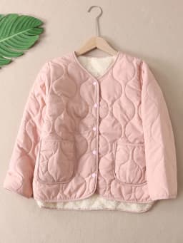 Thickened Fleece Lined V-Neck Women's Cotton Jacket Lightweight Warm Outerwear Windproof Innerwear Cotton Padded Coat W3173