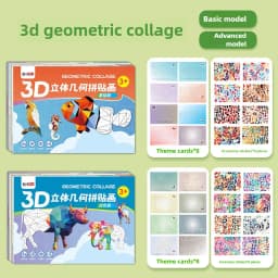 3D Animal Jigsaw Puzzle Stickers 3D Geometric Sticker Puzzle Kit for Focus Creativity DIY Art Gifts for Kids Educational
