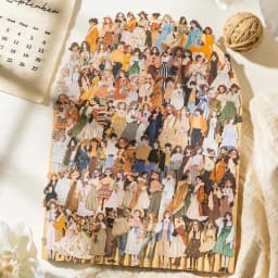 100pcs Cute Characters Sticker PET Junk Journal Material Girl Life DIY Scrapbooking Card Collage Stationery Decals