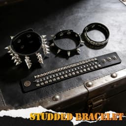 4Pcs Punk Leather Bracelet Set Spiked Studded Chain Rivets Black Cuff Adjustable Gothic Rock Biker Wristband Jewelry Men & Women
