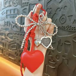 Bag Pendant Gift Heart Shape Imitation Leather Keychain Vibrant Color Bag Decor Charm Bag Car Key Accessory Ornament