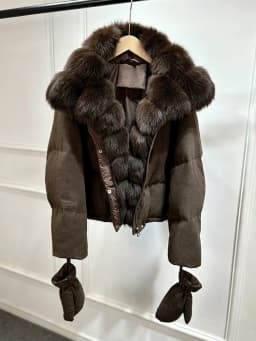 2026 Luxury Winter 90% White Duck Down Wool Blends Jacket Women Real Natural Huge Fox Fur Thickened Warm Puffer Wool Down Coat