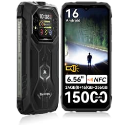 Blackview ROCK 1 Rugged Smartphone, Android 16, 24GB(8+16GB Expand) RAM 256GB ROM, 6.56" HD+ IPS Display, 15000mAh Large Battery, Underwater Camera, IP68 IP69K, Helio G81, Wi‑Fi 5 BT 5.0, NFC