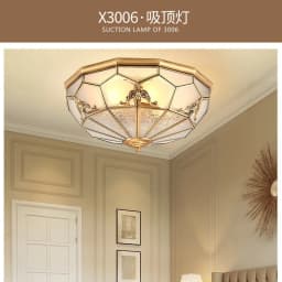 Retro Copper Ceiling Light LED Round Glass Lamp Nordic Bedroom Room Lighting Living Room Study Staircase Entrance Balcony Light