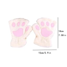 Cartoon Winter Gloves Women's Bear Plush Cat Paw Claw Gloves Cute Short Fingerless Fluffy Bear Claw Mittens For Girls Gift Party