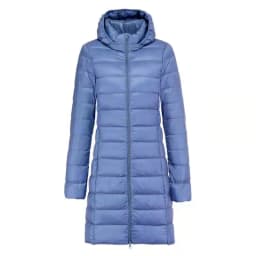 Winter Womens Down Jackets Long Ultra Light Thin Casual Coat Puffer Jacket Slim Remove Hooded Hat Detachable Parka Plus size