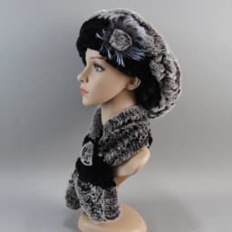 2026 New Winter Rex Rabbit Fur Hats Scarves Women Fashion 100% Genuine Knit Fur Caps Scarves Sets Lady Warm Real Fur Hat Muffler