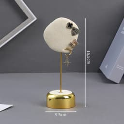 Beige Jewelry Display Props with Metal Base Earring Necklace Organizer Holder Jewelry Counter Earrings Rings Display Stand