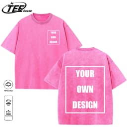 Custom Your Logo Print Summer Cool Snow Wash T-Shirt Cotton Casual Loose Short Sleeve Fashion Retro Tee Soft Couple Streetwear