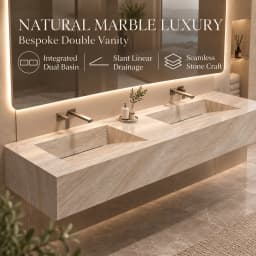 Any Size Custom Luxury Natural Stone Bathroom Vanity Set Integrated Sink Single Double Sink Stain Resistant Waterproof Durable H