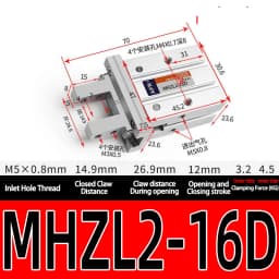 MHZL2 Pneumatic Gripper Double Acting Air Finger Cylinder 10S 16S 20S 25S 16D 20D 25D Parallel Gripper