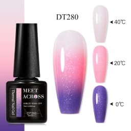 MEET ACROSS 7ml Glitter Sequins Thermal Gel Nail Polish 3 Layers Temperature Color Changing Semi Permanent UV Gel Varnish Nails