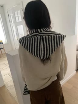 Winter Warm Windproof Striped Hat Scarf Integrated Cycling Women's Style New Arrival Korean Atmosphere Feel Hat Scarf Neck Wa...