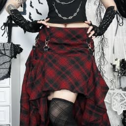 Goth Dark 90s Grunge Chic Adjustable Multi Wear Skirts Cyber Y2K Lattice Metal Buckle Loose Skirt Women Mall Gothic Streetwear