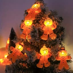 1pc 10/20 LED Ginger Bread Christmas LED String Lights Battery Powered Cute Men Women Ginger Bread Fairy Lamp For Bedroom Decor