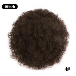 1PC Women's 10-Inch Afro Kinky Curly Synthetic Ponytail Extension with Drawstring Basic Style Afro Puff Hair Bun Wig Daily U